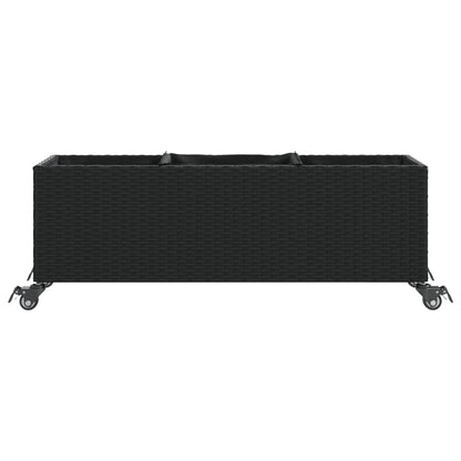 Fioriere da Giardino con Ruote 2pz Nere 107x32x38 cm Polyrattan