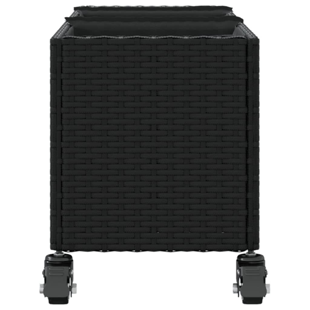 Fioriere da Giardino con Ruote 2pz Nere 107x32x38 cm Polyrattan
