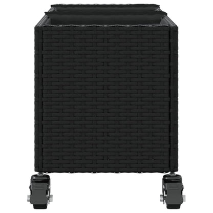 Fioriere da Giardino con Ruote 2pz Nere 107x32x38 cm Polyrattan
