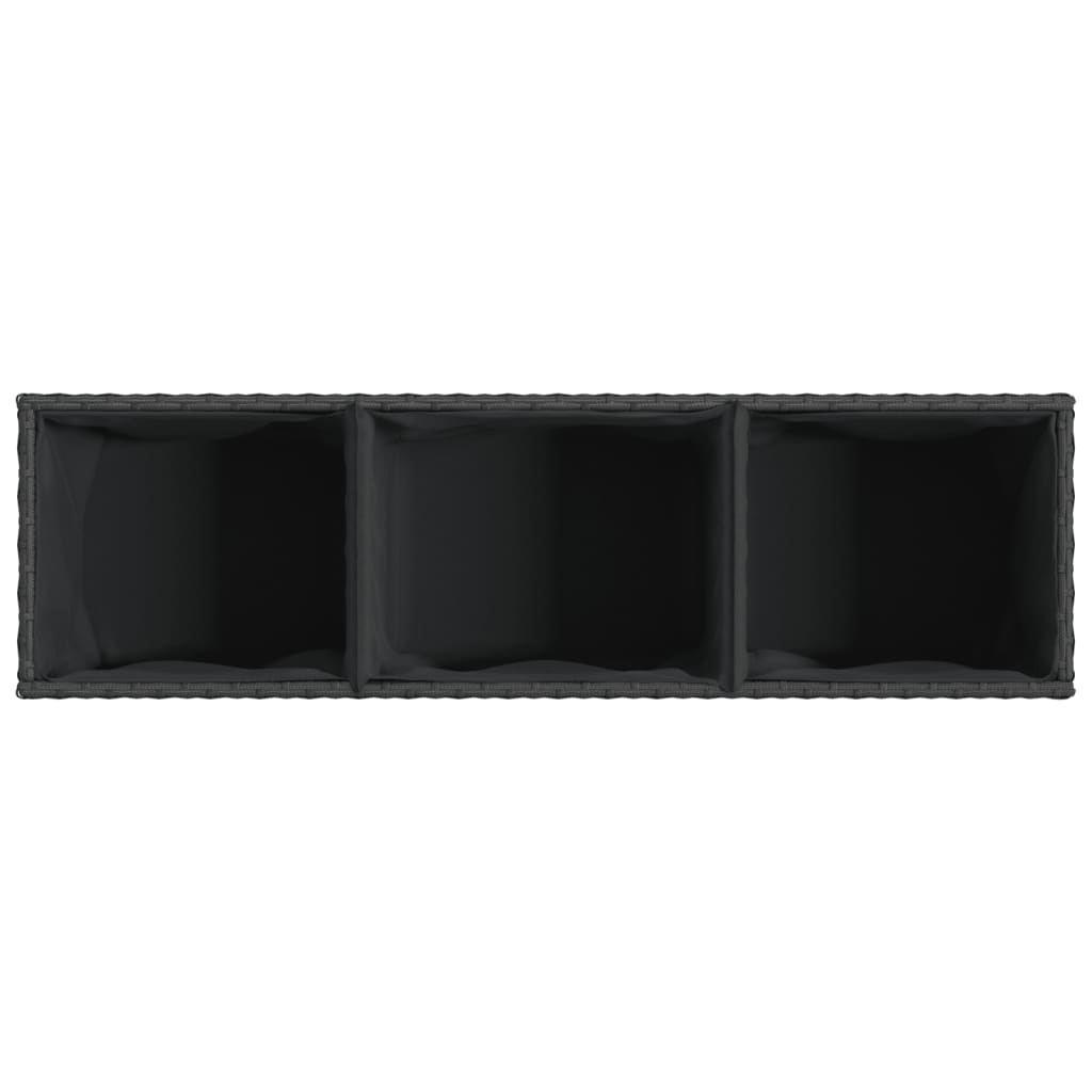 Fioriere da Giardino con Ruote 2pz Nere 107x32x38 cm Polyrattan