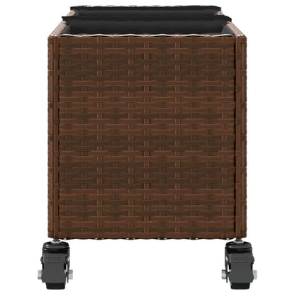 Fioriere da Giardino Ruote 2pz Marrone 107x32x38 cm Polyrattan