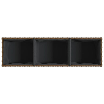 Fioriere da Giardino Ruote 2pz Marrone 107x32x38 cm Polyrattan