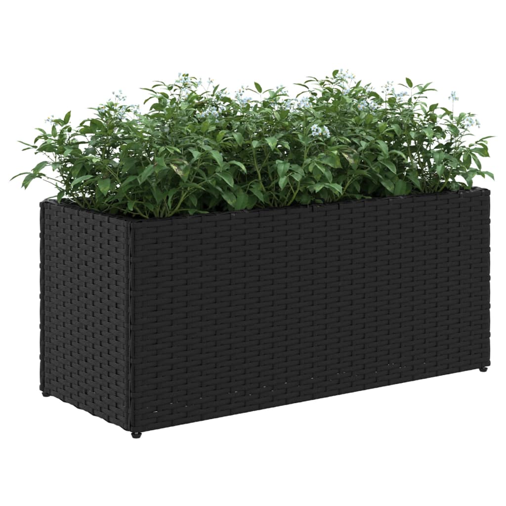Fioriere da Giardino con 2 Vasi Nere 72x30x32 cm in Polyrattan