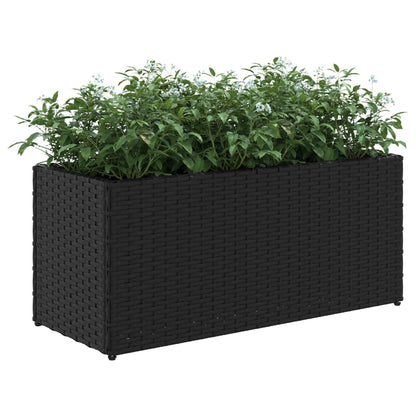 Fioriere da Giardino con 2 Vasi Nere 72x30x32 cm in Polyrattan
