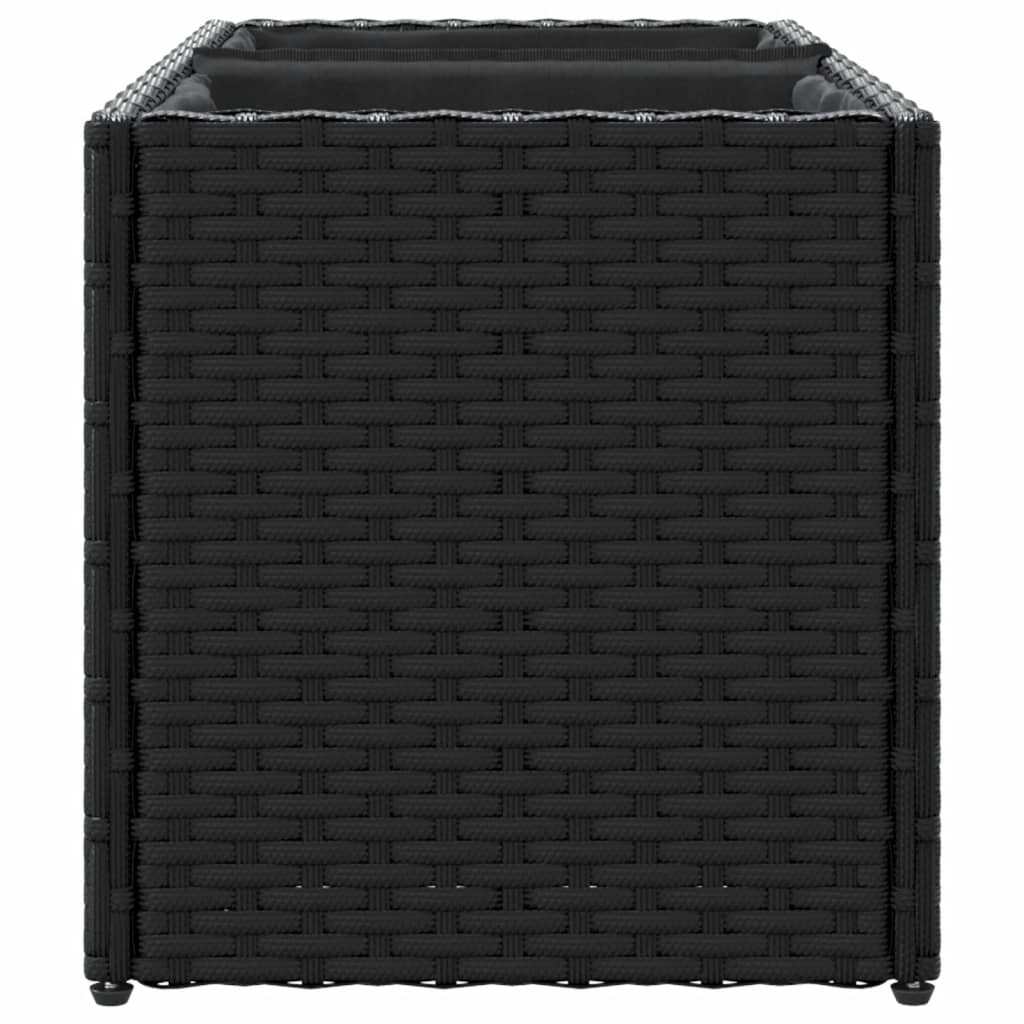 Fioriere da Giardino con 2 Vasi Nere 72x30x32 cm in Polyrattan