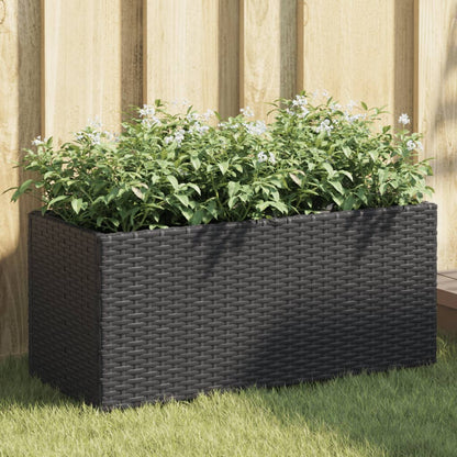 Fioriere da Giardino con 2 Vasi Nere 72x30x32 cm in Polyrattan