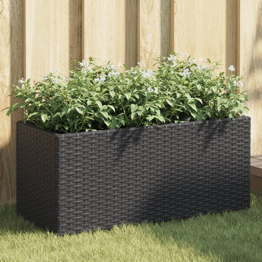 Fioriere da Giardino con 2 Vasi Nere 72x30x32 cm in Polyrattan