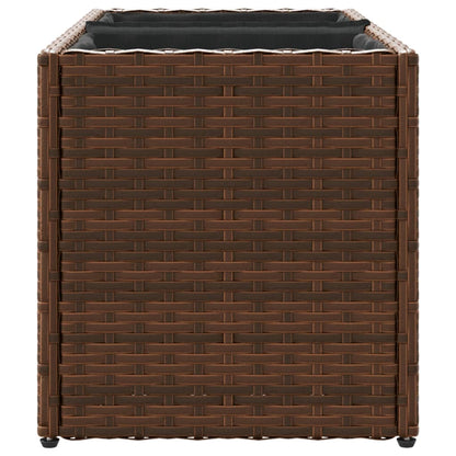 Fioriere da Giardino con 2 Vasi Marrone 72x30x32 cm Polyrattan