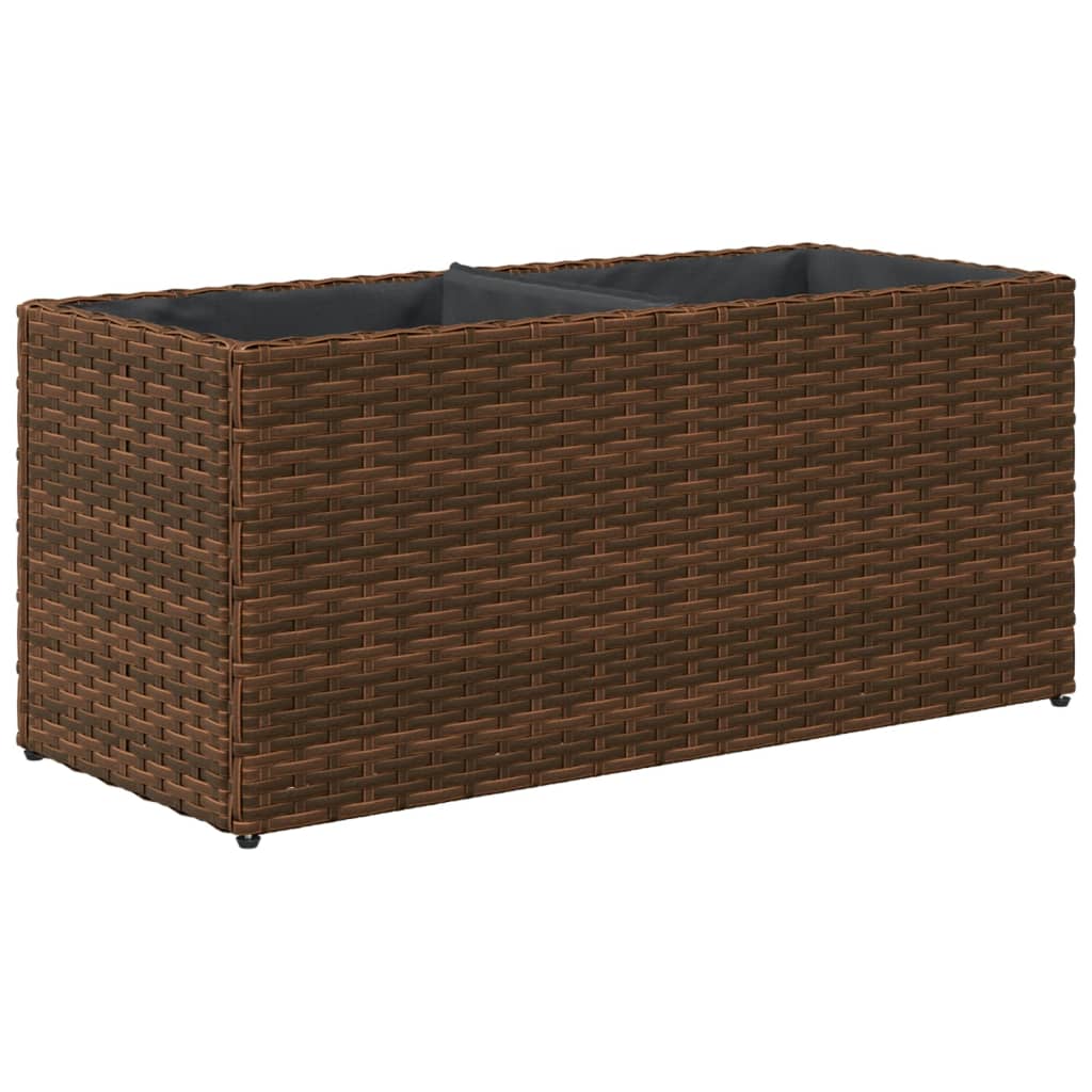 Fioriere da Giardino con 2 Vasi Marrone 72x30x32 cm Polyrattan
