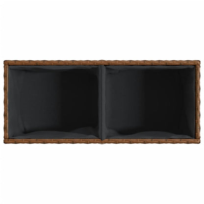 Fioriere da Giardino con 2 Vasi Marrone 72x30x32 cm Polyrattan