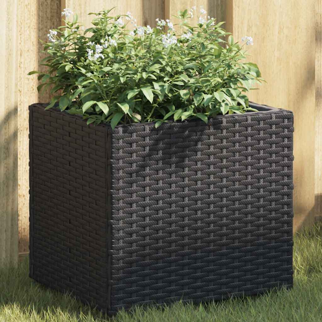 Fioriere da Giardino 2 pz Nere in Polyrattan