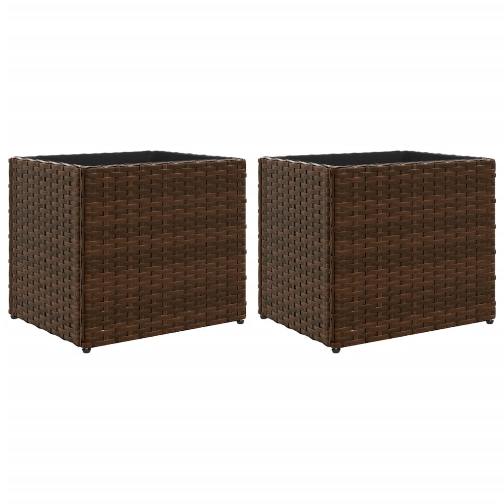 Fioriere da Giardino 2 pz Marrone 36x30x32 cm in Polyrattan
