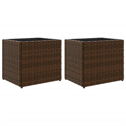 Fioriere da Giardino 2 pz Marrone 36x30x32 cm in Polyrattan