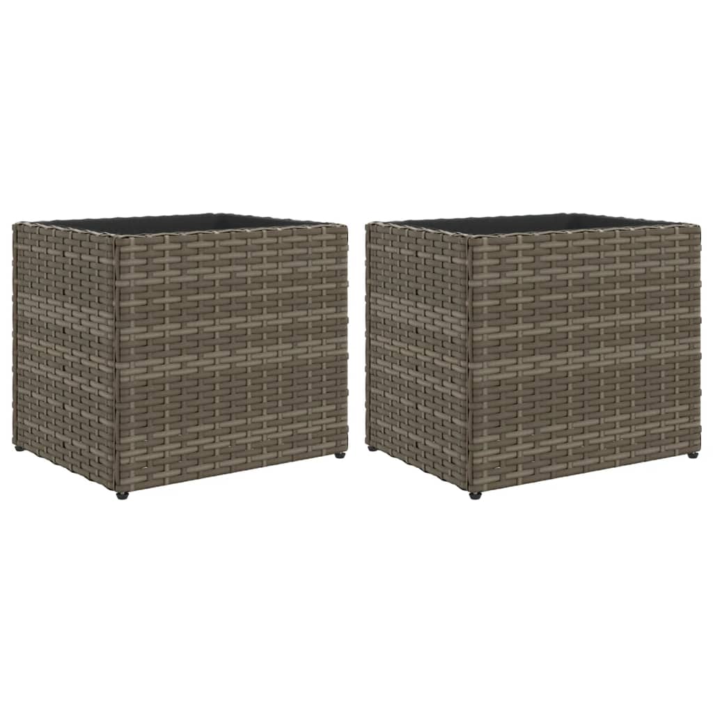 Fioriere da Giardino 2 pz Grigie 36x30x32 cm in Polyrattan