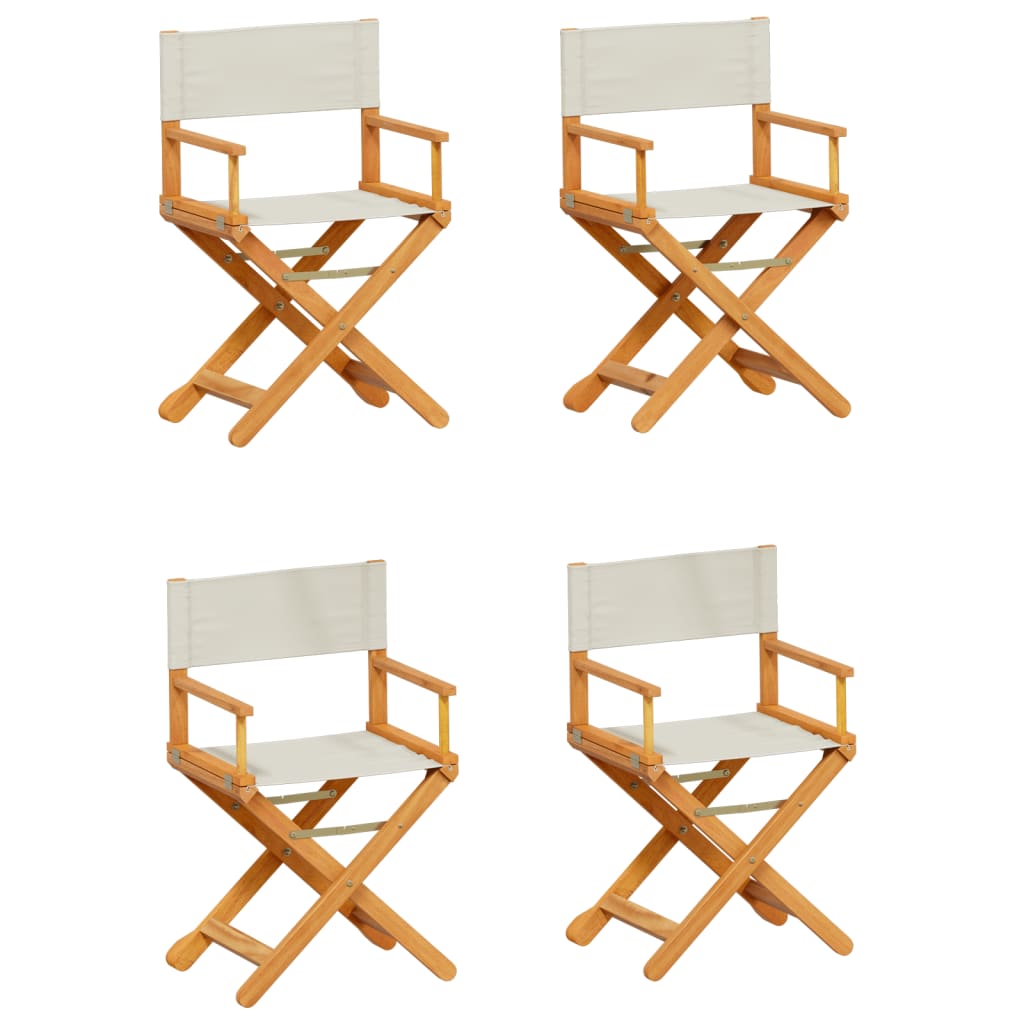 Folding Garden Chairs 4 pcs Cream White Fabric