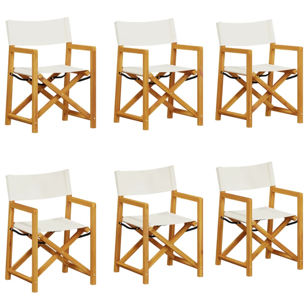 Folding Garden Chairs 6 pcs Cream White Fabric