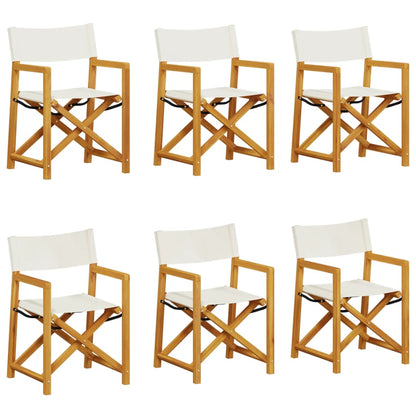 Folding Garden Chairs 6 pcs Cream White Fabric