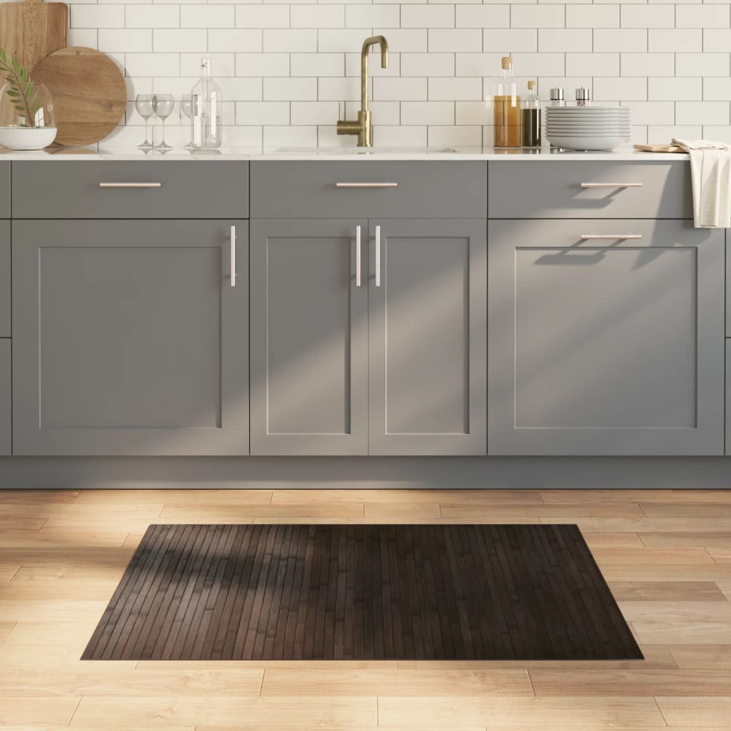 Tappeto Rettangolare Marrone Scuro 70x100 cm in Bambù | homemem39