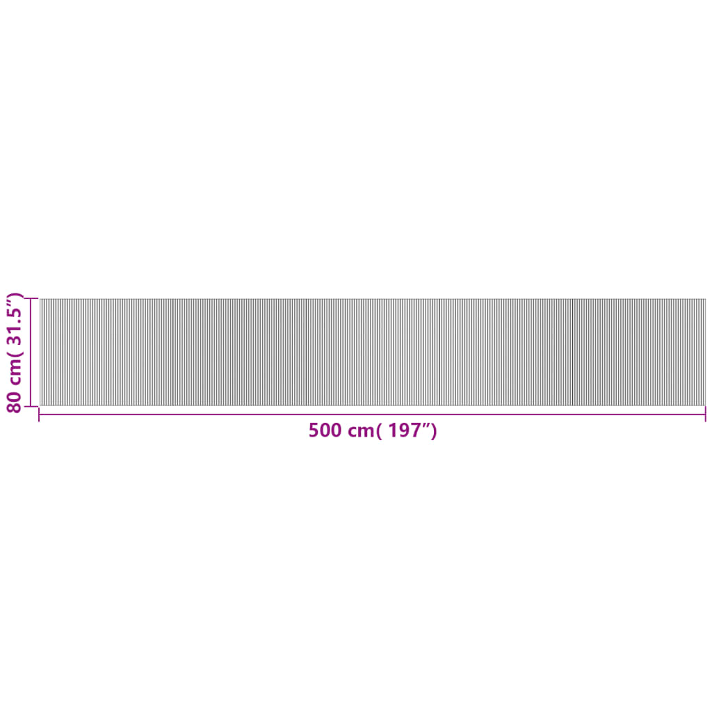 Tappeto Rettangolare Natura Chiaro 80x500 cm in Bambù | homemem39
