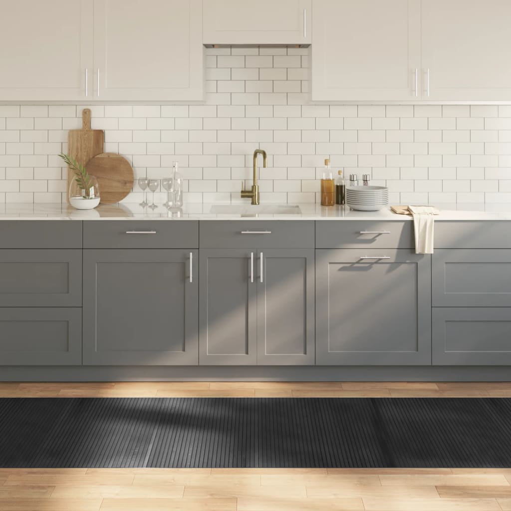 Tappeto Rettangolare Grigio 80x500 cm in Bambù - homemem39