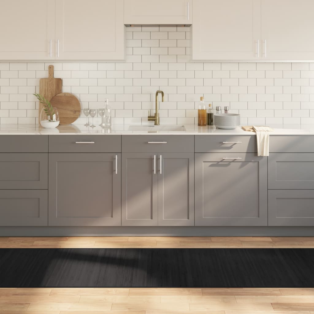 Tappeto Rettangolare Nero 70x400 cm in Bambù - homemem39