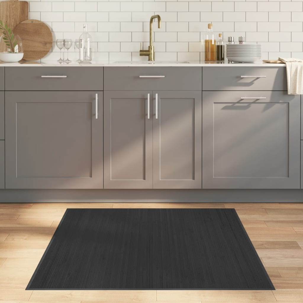 Tappeto Quadrato Grigio 100x100 cm in Bambù | homemem39