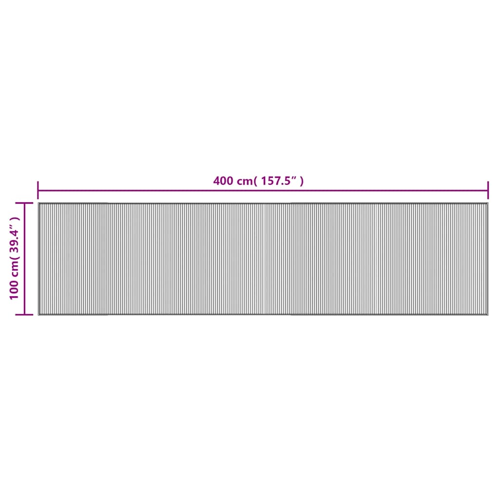 Tappeto Rettangolare Marrone 100x400 cm in Bambù | homemem39