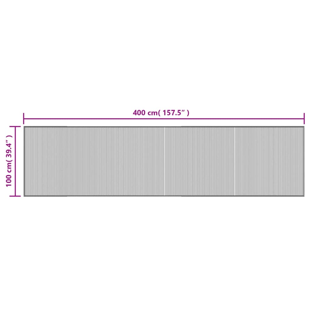 Tappeto Rettangolare Natura Chiaro 100x400 cm in Bambù | homemem39