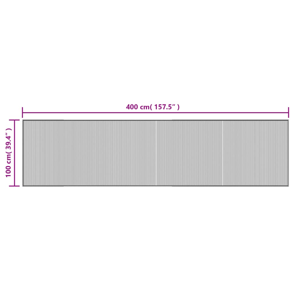 Tappeto Rettangolare Grigio 100x400 cm in Bambù | homemem39