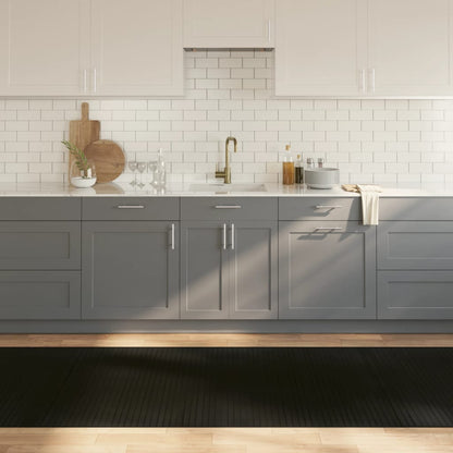 Tappeto Rettangolare Nero 100x500 cm in Bambù - homemem39