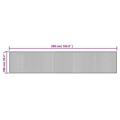 Tappeto Rettangolare Grigio 100x500 cm in Bambù