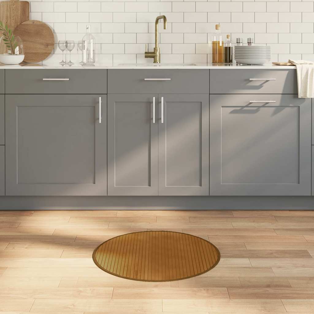 Tappeto Rotondo Marrone 60 cm in Bambù | homemem39