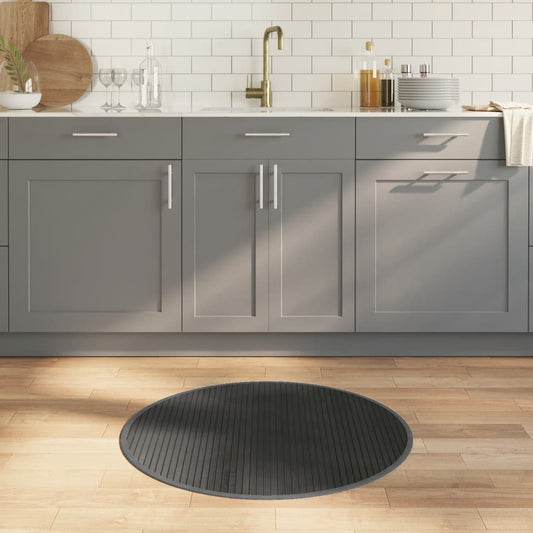 Tappeto Rotondo Grigio 80 cm in Bambù | homemem39