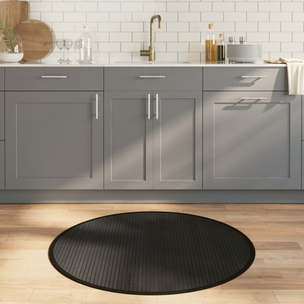 Tappeto Rotondo Nero 100 cm in Bambù | homemem39