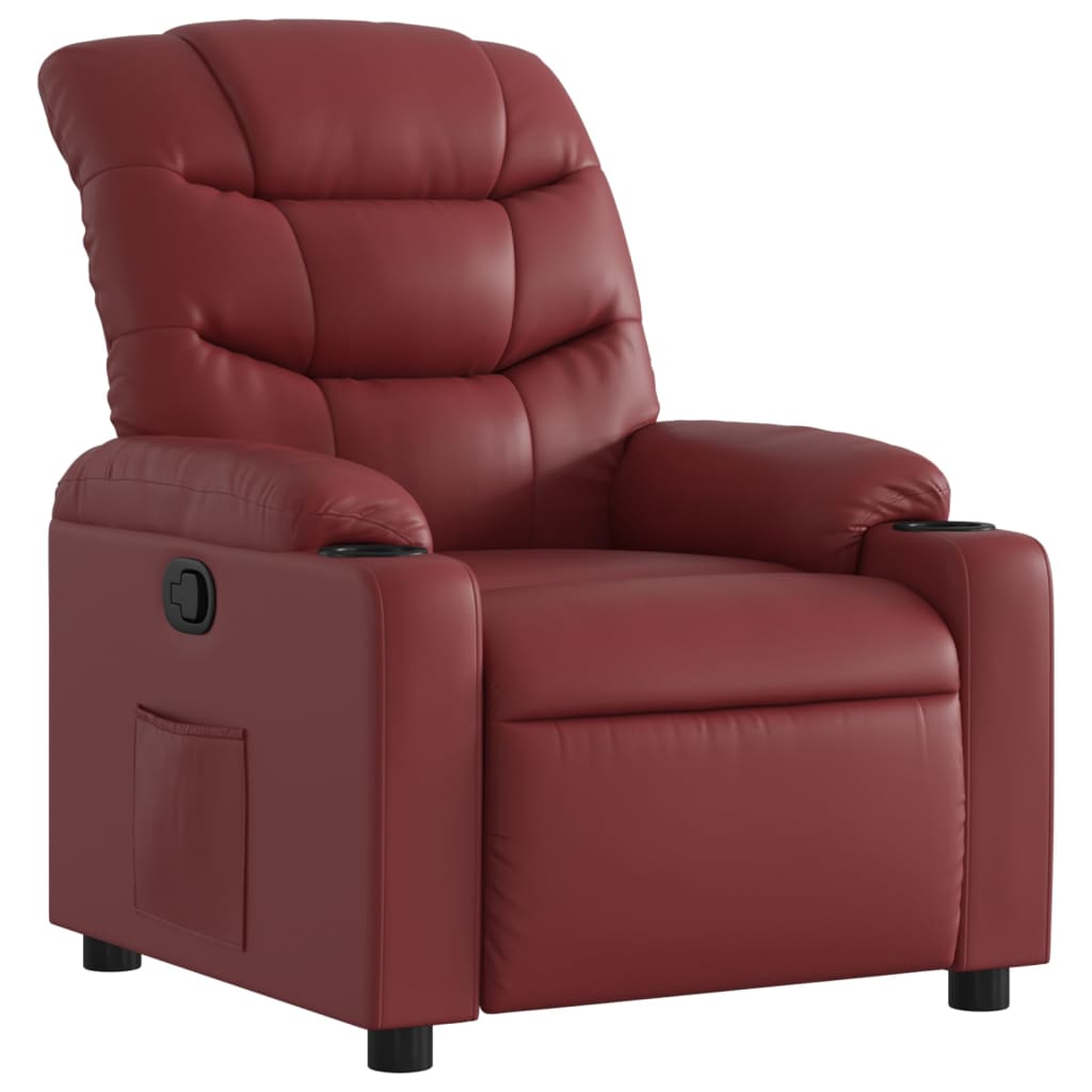 Poltrona Reclinabile Rosso Vino in Similpelle | homemem39