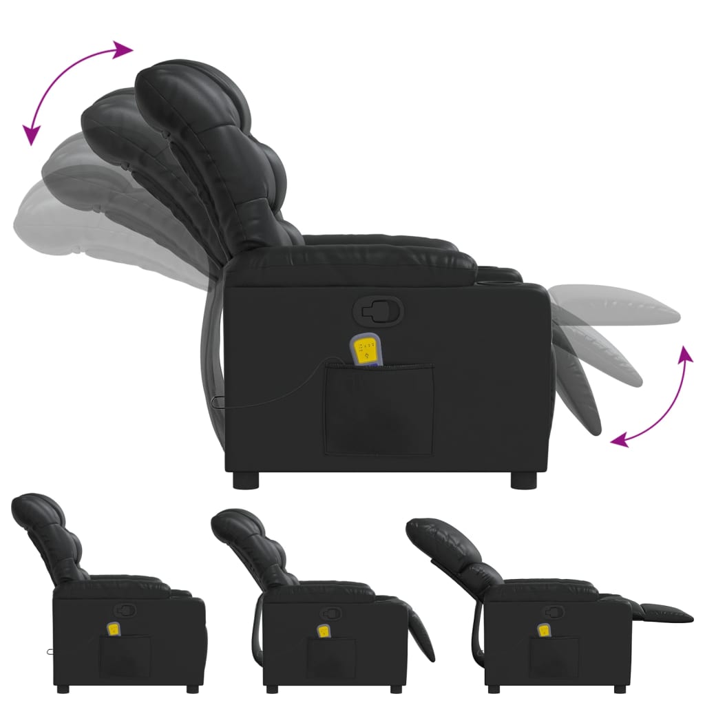 Poltrona Massaggiante Reclinabile Nera in Similpelle - homemem39