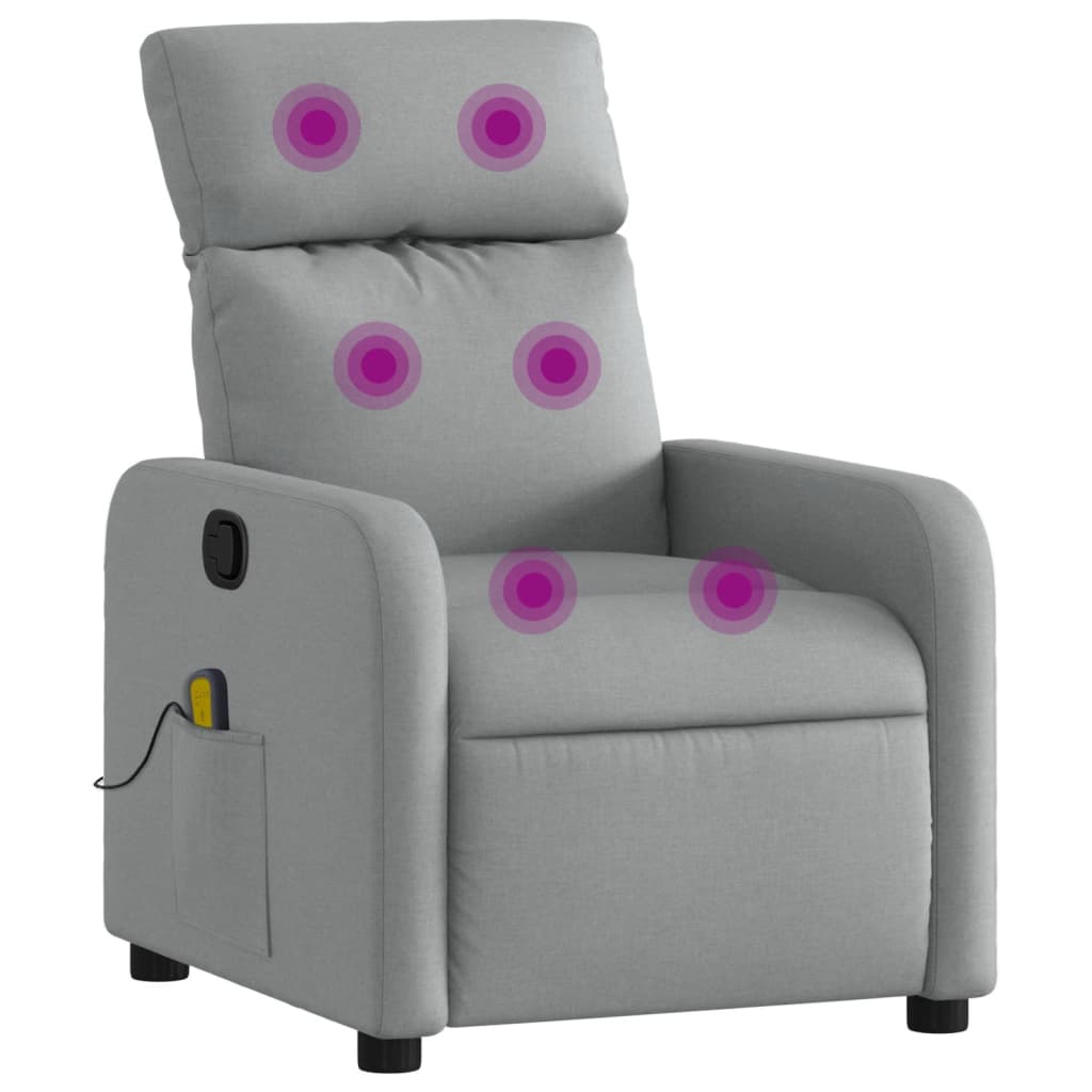 Light Gray Reclining Massage Chair in Fabric