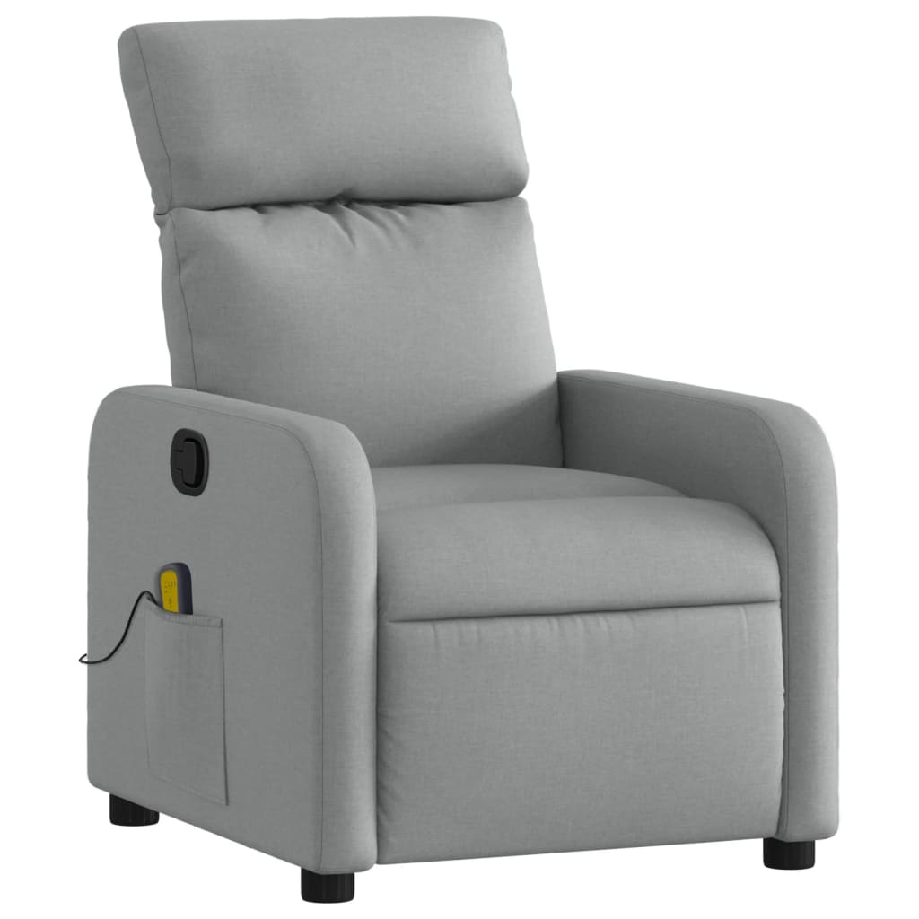 Light Gray Reclining Massage Chair in Fabric