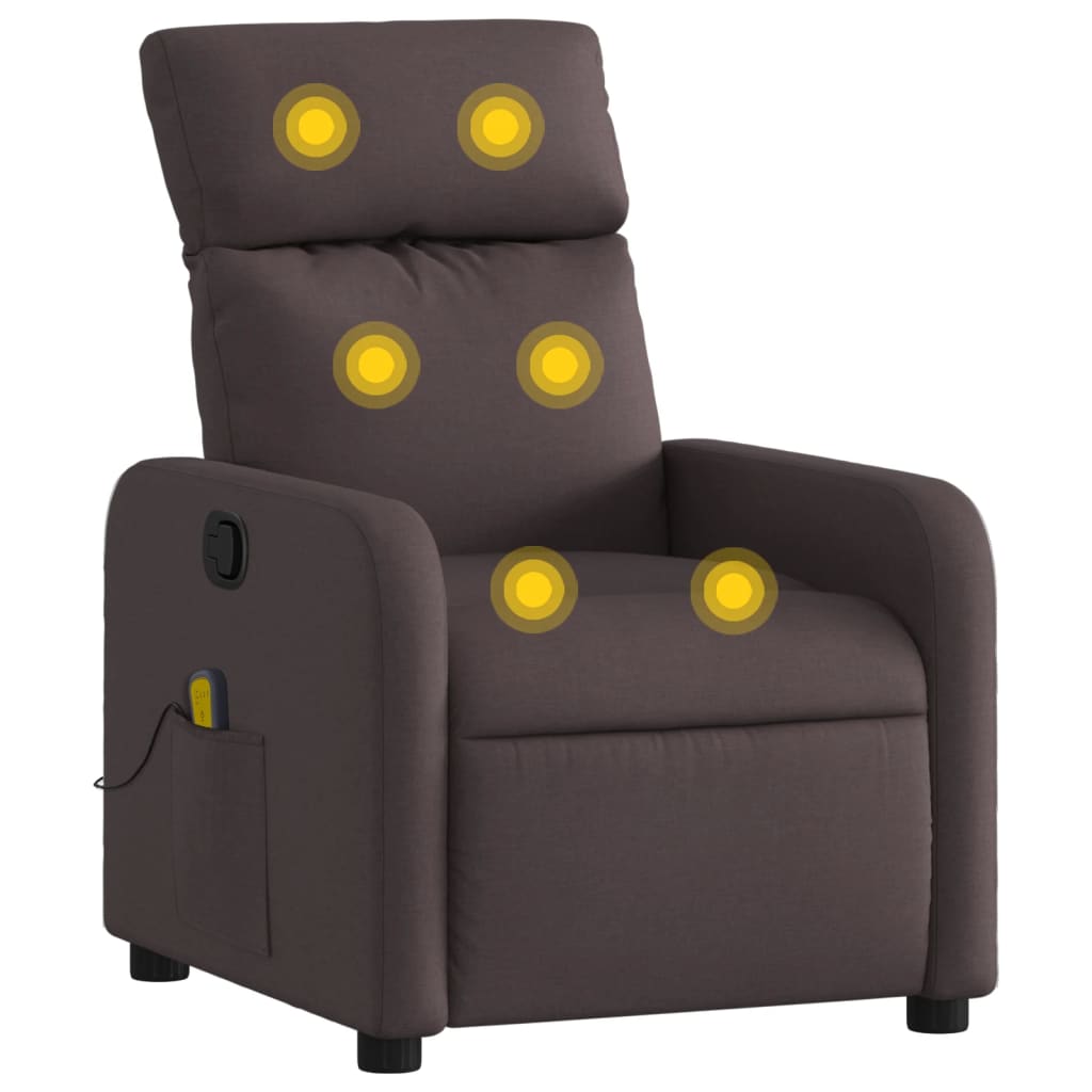 Dark Brown Reclining Massage Chair in Fabric