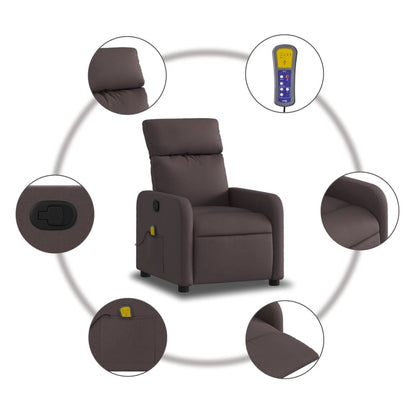 Dark Brown Reclining Massage Chair in Fabric