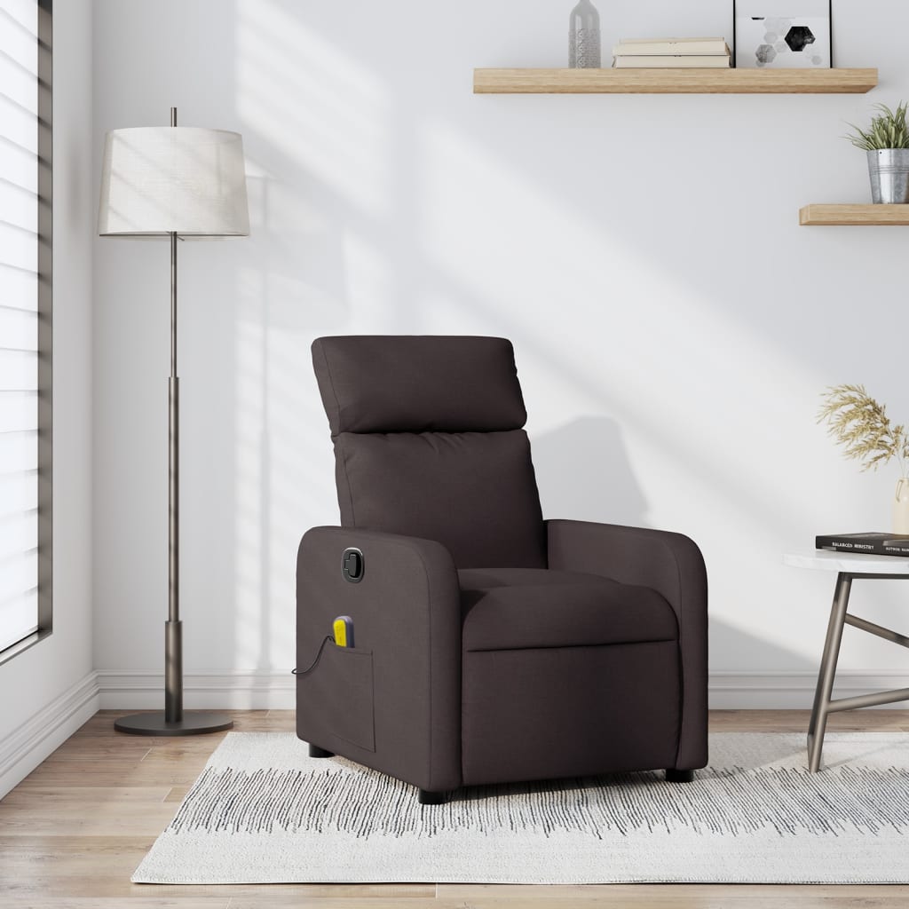 Dark Brown Reclining Massage Chair in Fabric