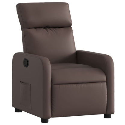 Brown Reclining Armchair in Faux Leather