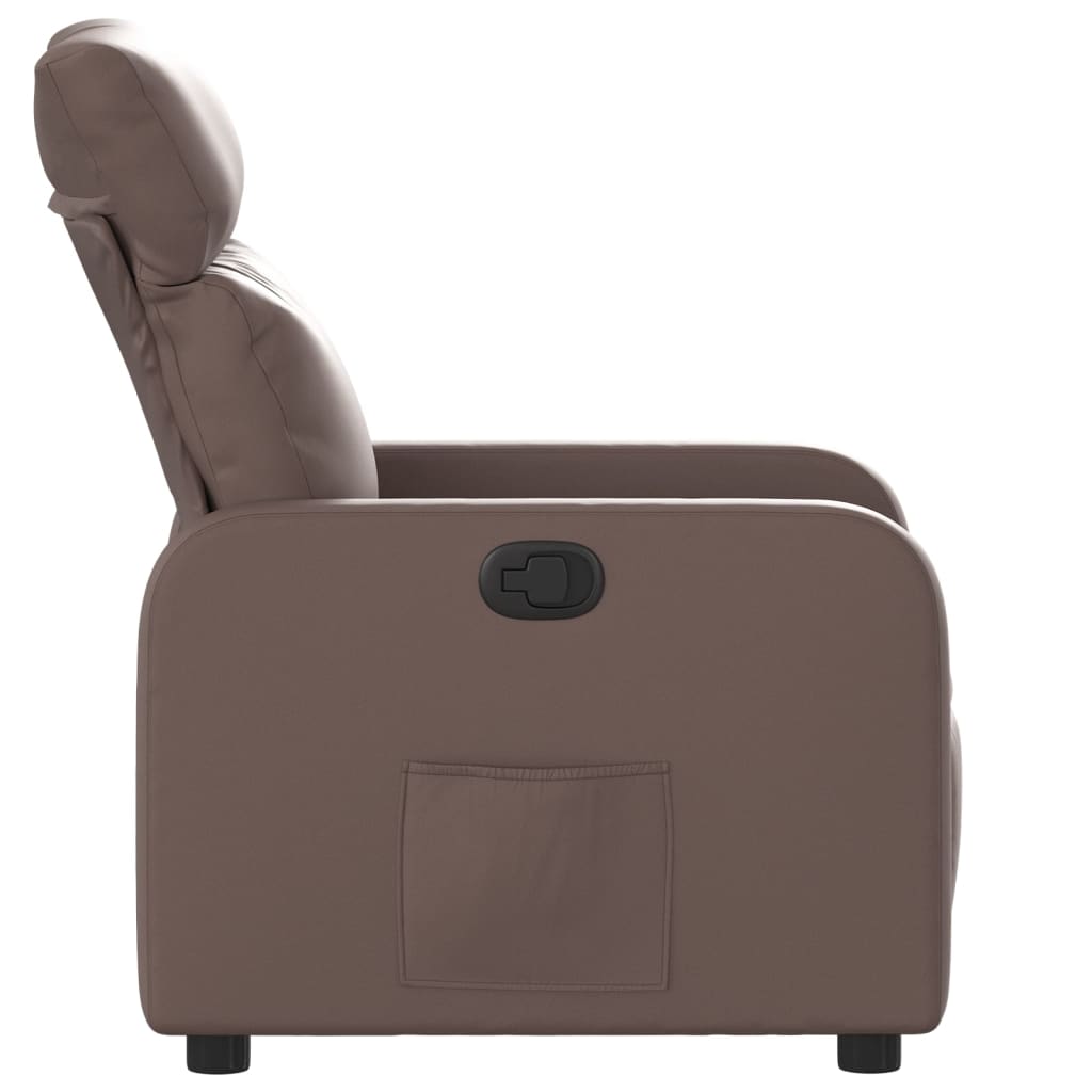 Brown Reclining Armchair in Faux Leather