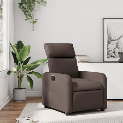 Brown Reclining Armchair in Faux Leather