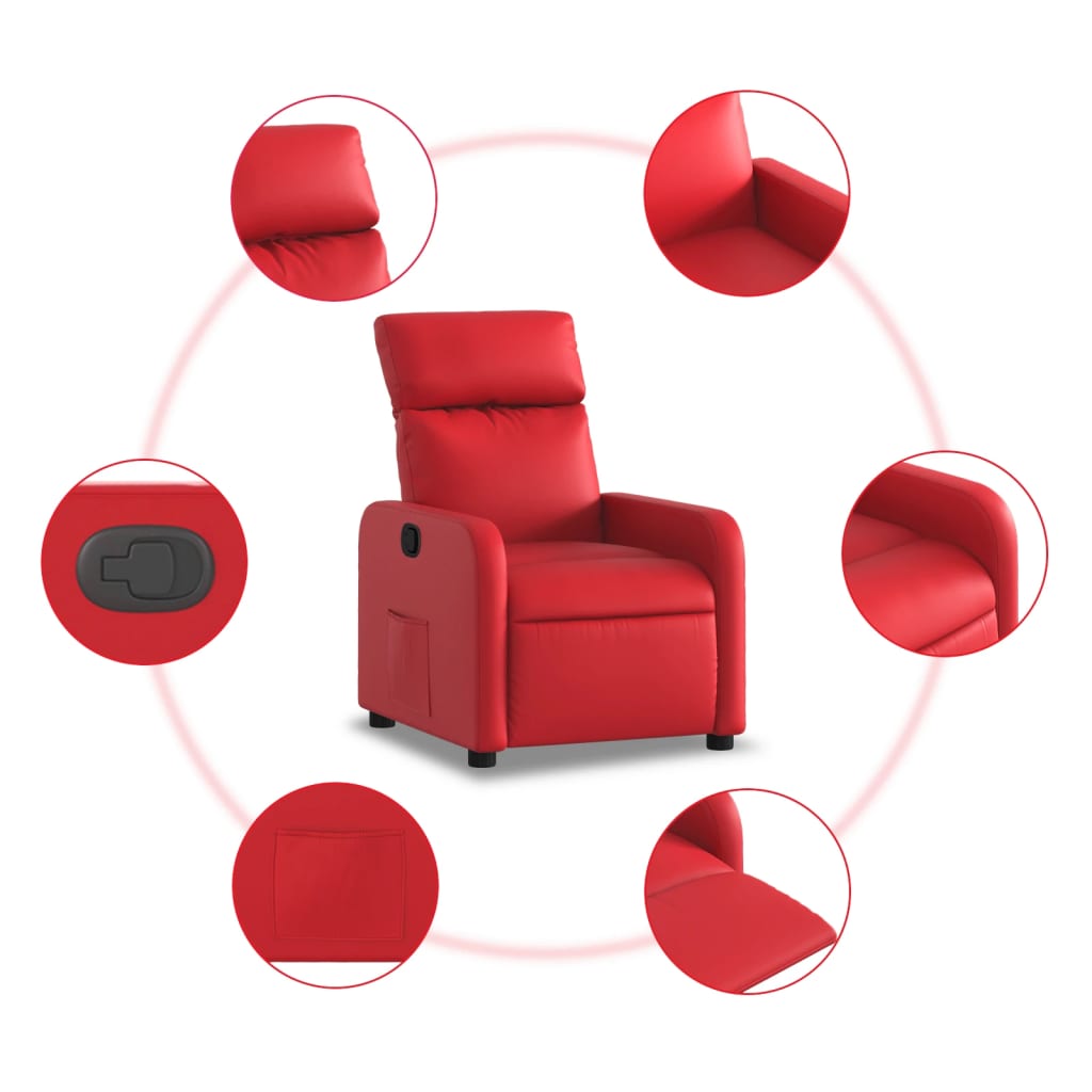 Poltrona Reclinabile Rossa in Similpelle | homemem39