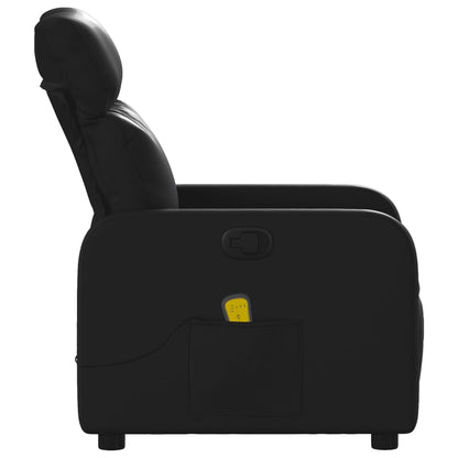 Black Reclining Massage Chair in Faux Leather