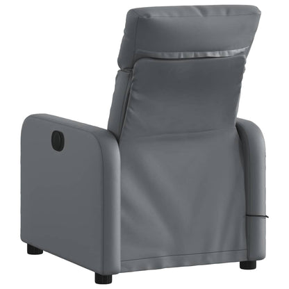 Gray Reclining Massage Chair in Faux Leather