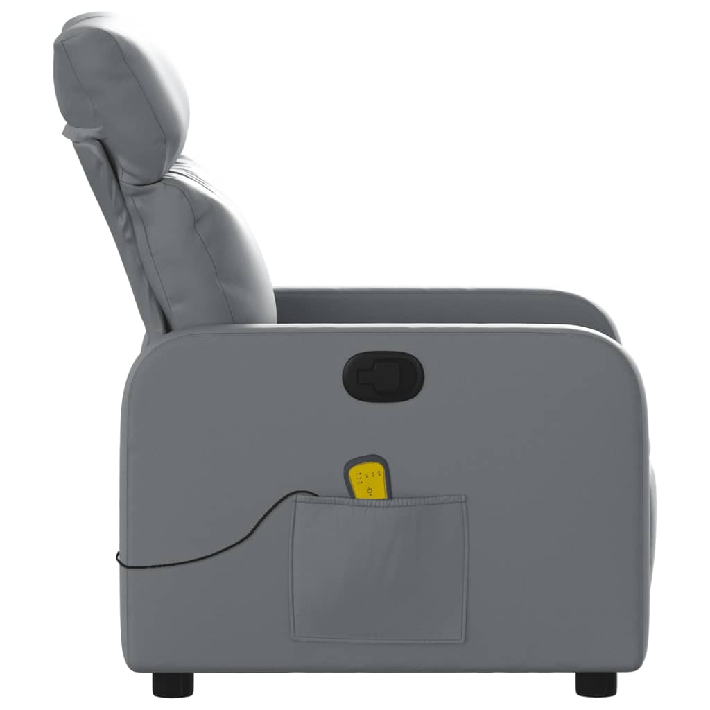 Gray Reclining Massage Chair in Faux Leather