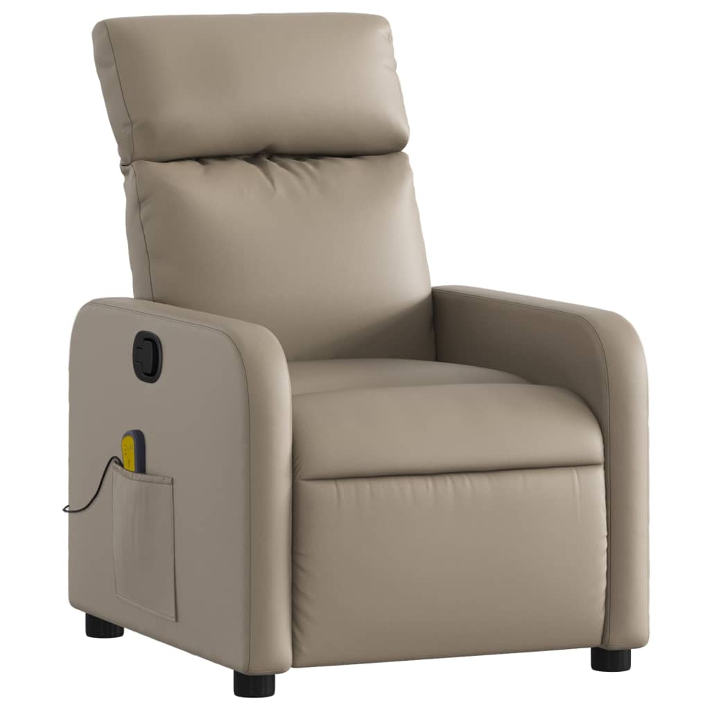 Cappuccino reclining massage chair in imitation leather