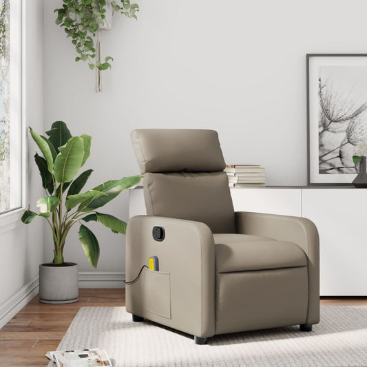 Cappuccino reclining massage chair in imitation leather